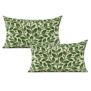 vakado 12x20 inch set of 2 outdoor chartreuse green lumbar throw pillow covers patio furniture decorative spring summer nature tropical plants rectangle cushion cases home decorations for couch sofa