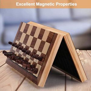 Vahome Magnetic Chess Board Set for Adults & Kids, 15" Wooden Folding Chess Boards, Handcrafted Portable Travel Chess Game for Beginner Tournament with Pieces Storage Slots & 2 Extra Queens