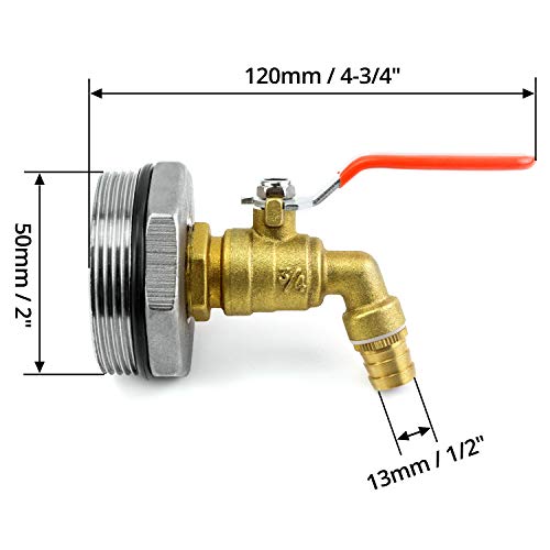 QWORK 2" Drum Faucet Brass Barrel Faucet with EPDM Gasket for 55 Gallon Drum, 2Pack