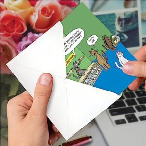 NobleWorks - 1 Funny Animal Card for Birthdays - Pet Cat and Dog Humor, Birthday Notecard with Envelope - Catnip Dispensary C9315BDG