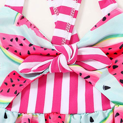 YOUNGER TREE Toddler Baby Girl Summer Clothes Sleeveless Watermelon Print Dress Backless Strap Skirt Outfit (Watermelon, 6-12 M)