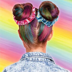 Fashion Angels Care Bear Hair Day Scrunchie and Hair Chox Set, Creative Gifts for Girls, Includes 4 Care Bears Printed Hair Scrunchies and 4 Temporary Hair Chalk Pens, for Ages 6 and Up