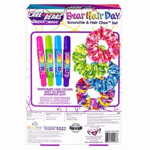 Fashion Angels Care Bear Hair Day Scrunchie and Hair Chox Set, Creative Gifts for Girls, Includes 4 Care Bears Printed Hair Scrunchies and 4 Temporary Hair Chalk Pens, for Ages 6 and Up