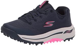 skechers women's go arch fit golf shoe, navy/pink, 8