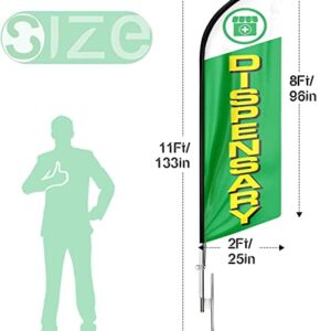 FSFLAG Dispensary Feather Flag Pole Kit 11 Feet, Advertising Swooper Flag with Ground Stake for Dispensary
