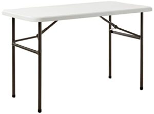 cosco 4 ft. straight folding utility table, white, indoor & outdoor, portable desk, camping, tailgating, & crafting table