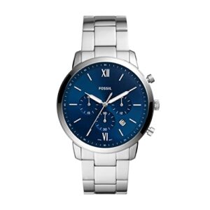 fossil men's neutra quartz stainless steel chronograph watch, color: silver (model: fs5792)