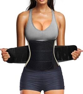nebility women waist trainer belt tummy control waist cincher trimmer sauna sweat workout girdle waist slimmer belly band (s, black-white)