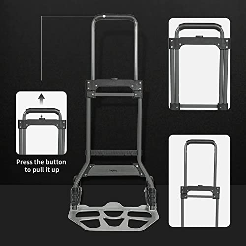 Leeyoung Folding Hand Truck and Dolly, 264 Lb Capacity Heavy-Duty Luggage Trolley Cart with Telescoping Handle and PP+EVA Wheels