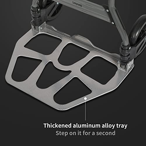 Leeyoung Folding Hand Truck and Dolly, 264 Lb Capacity Heavy-Duty Luggage Trolley Cart with Telescoping Handle and PP+EVA Wheels