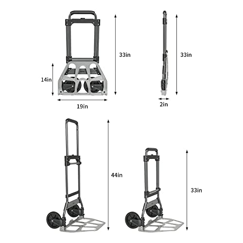 Leeyoung Folding Hand Truck and Dolly, 264 Lb Capacity Heavy-Duty Luggage Trolley Cart with Telescoping Handle and PP+EVA Wheels