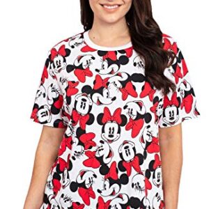 Disney Womens Plus Size T-Shirt Minnie Mouse All Over Print (White, 3X)