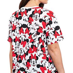 Disney Womens Plus Size T-Shirt Minnie Mouse All Over Print (White, 3X)