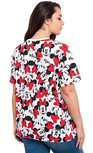 Disney Womens Plus Size T-Shirt Minnie Mouse All Over Print (White, 3X)