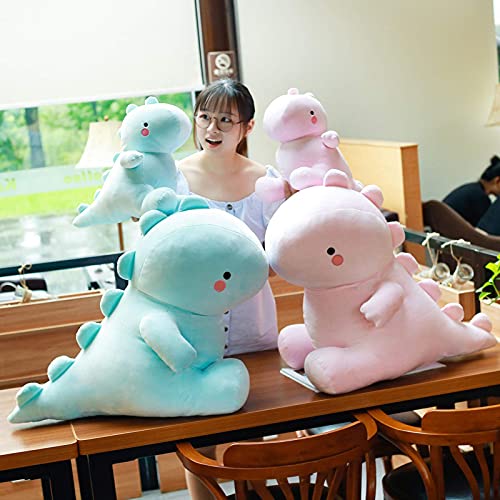 VHYHCY Cute Dinosaur Plush Toys, Fat Dinosaur Stuffed Animals Toys Dolls, Soft Plush Stuffed Animal Dino Plushie, Birthday Gifts for Kids Girls Boys Blue 12 inch