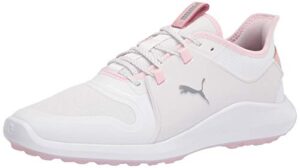 puma women's ignite fasten8 golf shoe, white silver-pink lady, 7.5