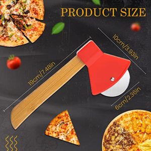 ISKYBOB 2 Pieces Creative Pizza Cutter with Bamboo Handle Axe Shaped Pizza Slicer Wheel Sharp Rotating Blade for Pizza, Pie, Waffles, Dough