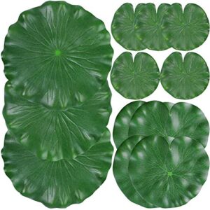 zaugontw 12 pieces realistic lily pads leaves, artificial floating foam lotus leaves, water lily pads artificial foliage pond decor for pond pool aquarium decoration