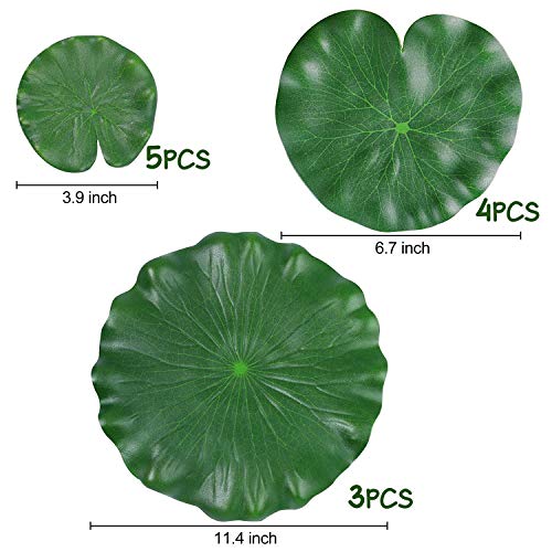 ZAUGONTW 12 Pieces Realistic Lily Pads Leaves, Artificial Floating Foam Lotus Leaves, Water Lily Pads Artificial Foliage Pond Decor for Pond Pool Aquarium Decoration