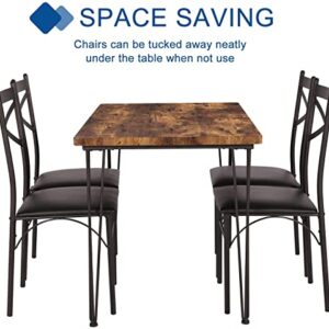 VECELO Room Table Chairs Ideal for Home Kitchen Dinette Breakfast Nook, Dining Set for 4, Black