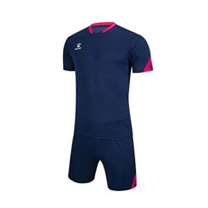 kelme men team soccer jersey and shorts, youth shirts soccer uniform kit, adult indoor turf sport outfit (dark blue,medium)