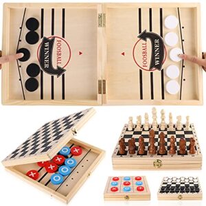 sling puck game, chess checkers game set, 4 in 1 board game, fast hockey table game, tic tac toe slingshot chess set for kids