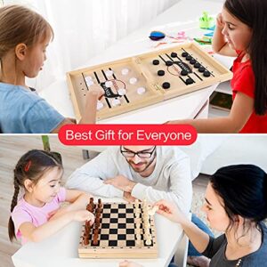 Sling Puck Game, Chess Checkers Game Set, 4 in 1 Board Game, Fast Hockey Table Game, Tic Tac Toe Slingshot Chess Set for Kids