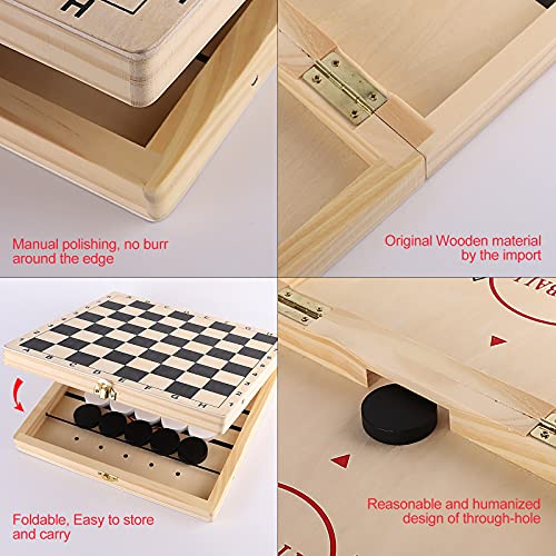 Sling Puck Game, Chess Checkers Game Set, 4 in 1 Board Game, Fast Hockey Table Game, Tic Tac Toe Slingshot Chess Set for Kids