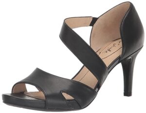 lifestride women's mega dress sandal heeled, black patent, 7.5