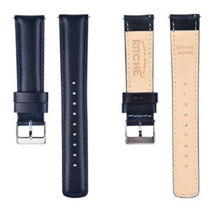 Ritche Genuine 20mm Leather Watch Band for Samsung Galaxy Watch 6 Classic Omega x Swatch Moonswatch Classic Vintage Quick Release Watch Bands for Men Women Compatible with Timex Easy Reader 38mm / Seiko SARB017 / Citizen BN0150-28E / Samsung Galaxy 3 41mm
