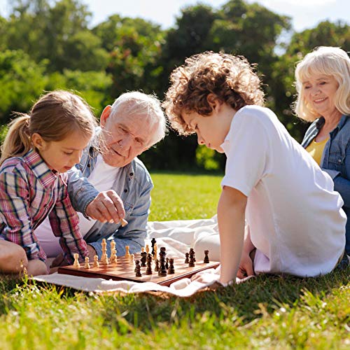 Chess Set 15" Wooden Board Game - Wood Sets with 2 Storage Bags and 2 Extra Queens - Gifts Box for Men Dad