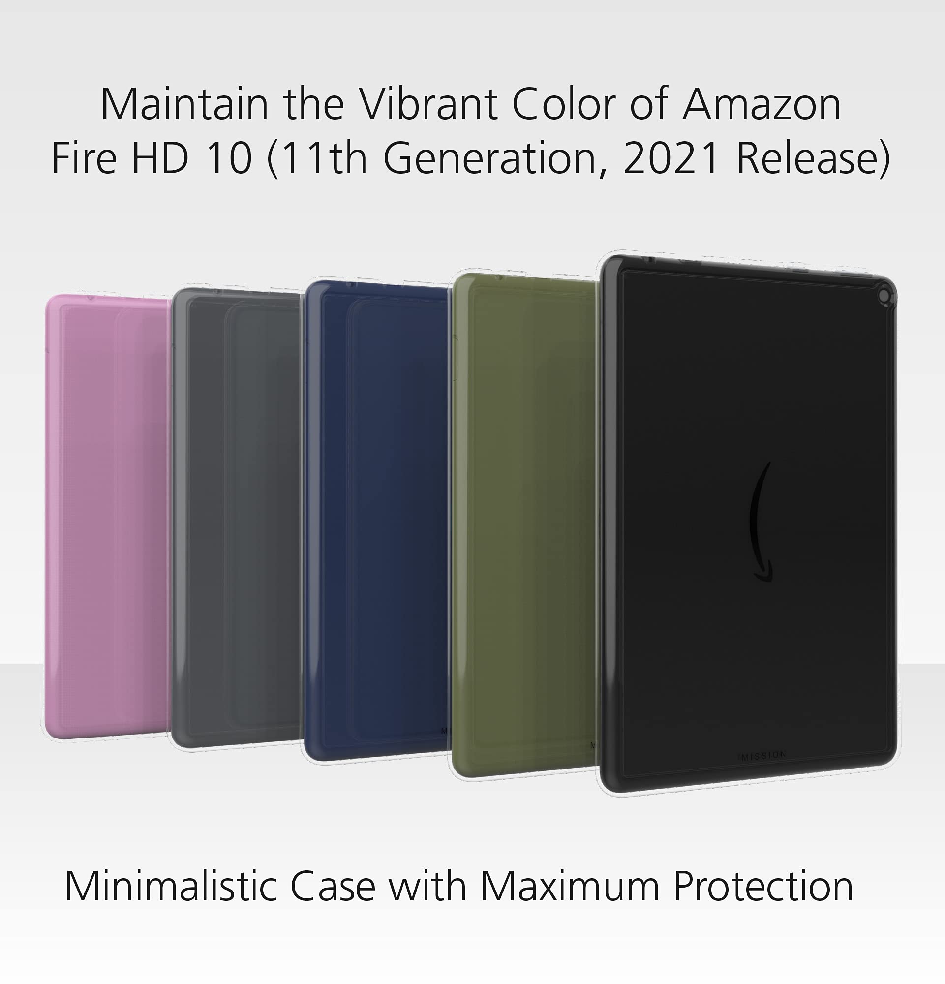 Made for Amazon, Clear Case with Screen Protector for Fire HD 10 (11th Generation, 2021 release) & Fire HD 10 Plus (11th Generation, 2021 release)