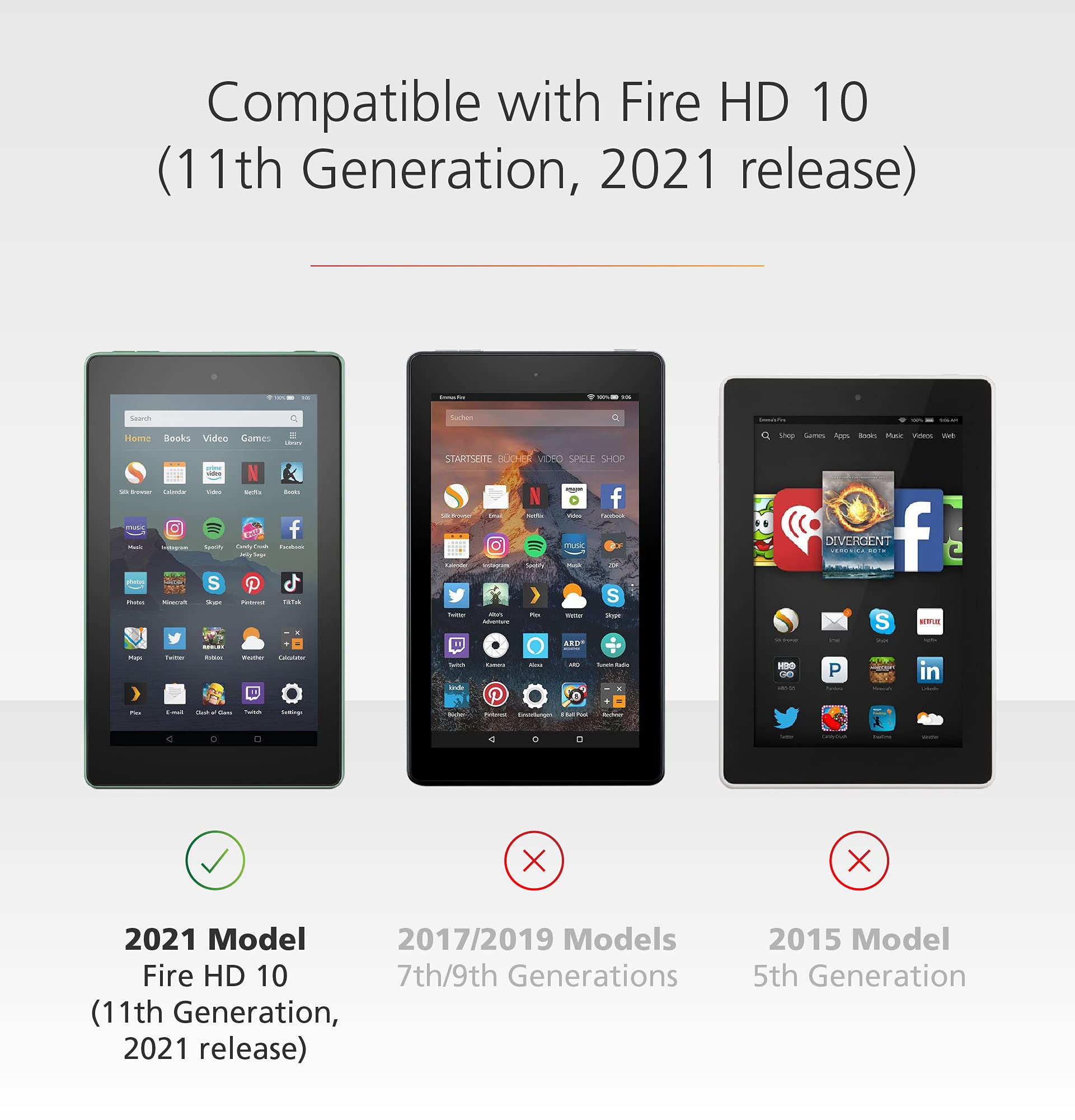 Made for Amazon, Clear Case with Screen Protector for Fire HD 10 (11th Generation, 2021 release) & Fire HD 10 Plus (11th Generation, 2021 release)