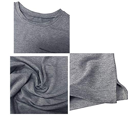 ANCAPELION Women’s Casual Summer Shirt Short Sleeve Cozy Grey Tunic T-Shirt Blouse Top Loose Fit Small