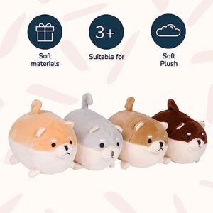 PixieCrush | Puppy Surprise with Babies Inside - Shiba Inu Stuffed Animals Mommy and 4 Baby Puppies in Tummy - Snugababies Plush Toy - Anime Corgi Dog Soft Pillow - Plush Toy Gifts for Boys and Girls