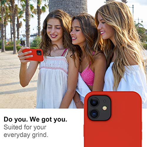 DEENAKIN for iPhone 12 Mini Case with Screen Protector,Soft Flexible Silicone Gel Rubber Bumper Cover,Slim Fit Shockproof Protective Phone Case for iPhone 12 Mini 5.4" Red