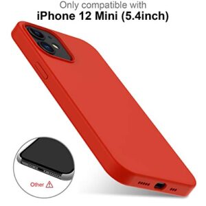 DEENAKIN for iPhone 12 Mini Case with Screen Protector,Soft Flexible Silicone Gel Rubber Bumper Cover,Slim Fit Shockproof Protective Phone Case for iPhone 12 Mini 5.4" Red