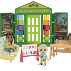 CoComelon School Time Deluxe Playtime Set - JJ, Bella, Ms. Appleberry The Teacher and 5 Accessories (Table, Cot, Armchair, Easel, Walls) - Toys for Kids, Toddlers, and Preschoolers