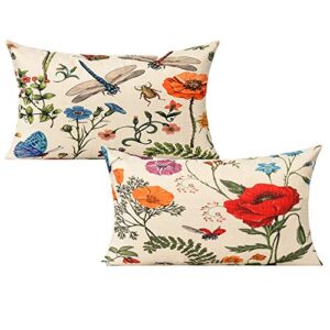 all smiles lumbar 12x20 throw pillow covers set of 2 outdoor summer spring garden flowers farmhouse décor outside furniture bench decorative cushion cases for patio sofa couch chair bed