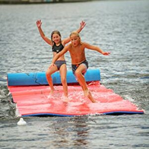 Aqua Lily Pad USA20 All American 20 Foot 2 Layer Water Lake Playground Floating Foam Island Mat with Storage Straps and Pad Protectors, Red and Blue