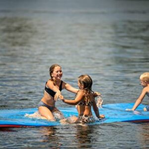 Aqua Lily Pad USA20 All American 20 Foot 2 Layer Water Lake Playground Floating Foam Island Mat with Storage Straps and Pad Protectors, Red and Blue