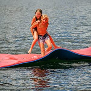 Aqua Lily Pad USA20 All American 20 Foot 2 Layer Water Lake Playground Floating Foam Island Mat with Storage Straps and Pad Protectors, Red and Blue