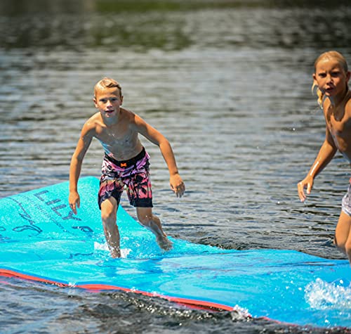 Aqua Lily Pad USA20 All American 20 Foot 2 Layer Water Lake Playground Floating Foam Island Mat with Storage Straps and Pad Protectors, Red and Blue