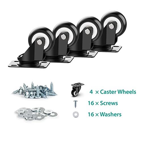 2 inch Swivel Caster Wheels Without Brake and No Noise Wheels, Heavy Duty Casters Total Capacity 600lbs (Pack of 4)