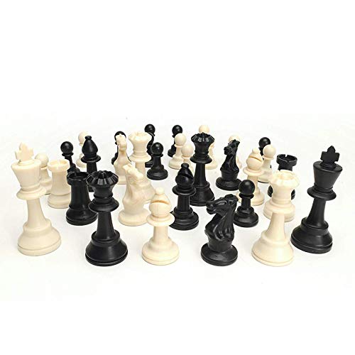 FIBVGFXD Chess Solid Wood Set, Chess Set for Adults, Tournament Chess Set, 90% Plastic Filled Chess, Pieces and Green Roll-up Vinyl Chess Board Game (35x35cm)