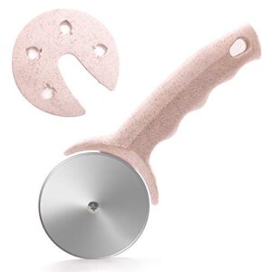 heleeron pizza cutter wheel, stainless steel pizza cutter with cover, super sharp pizza slicer-dishwasher safe,smooth rotating pizza wheel safe with healthy material (pink）
