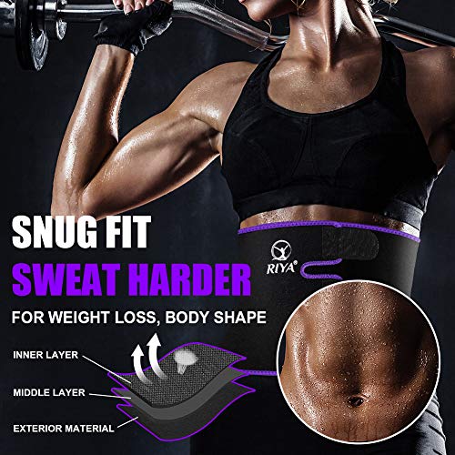 RIYA Waist Trimmer Sweat Waist Trainer Women Waist Sweat Belt Band Belly Stomach Wrap Purple