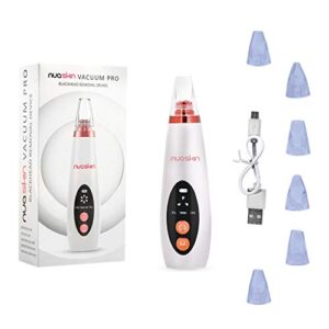 blackhead remover pore vacuum & pore cleaner - nuaskin upgraded pimple & acne removal tool for blackhead & whitehead acne - face pore vacuum with 6 suction heads, adjustable suction, usb rechargeable