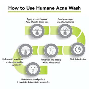 humane Regular-Strength Acne Wash - 5% Benzoyl Peroxide Acne Treatment for Face, Skin, Butt, Back and Body - 8 Fl Oz - Dermatologist-Tested Non-Foaming Cleanser - Vegan, Cruelty-Free