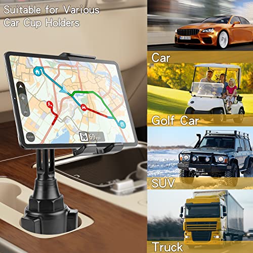 Lopnord Car Cup Holder Tablet Mount Compatible with Samsung Galaxy Z Fold 4 3/Flip 4 3/S22 Ultra, Cell Phone and iPad Stand for iPhone 14 13 Pro Max iPad Mini 6/5/Galaxy Tab S8, iPad Holder for Car